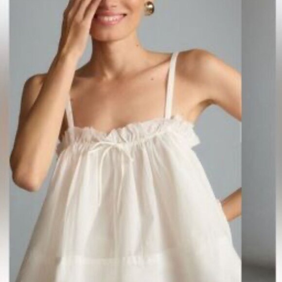 Pilcro Anthropologie White Ruffled Sleeveless Camisole - Picture 1 of 6